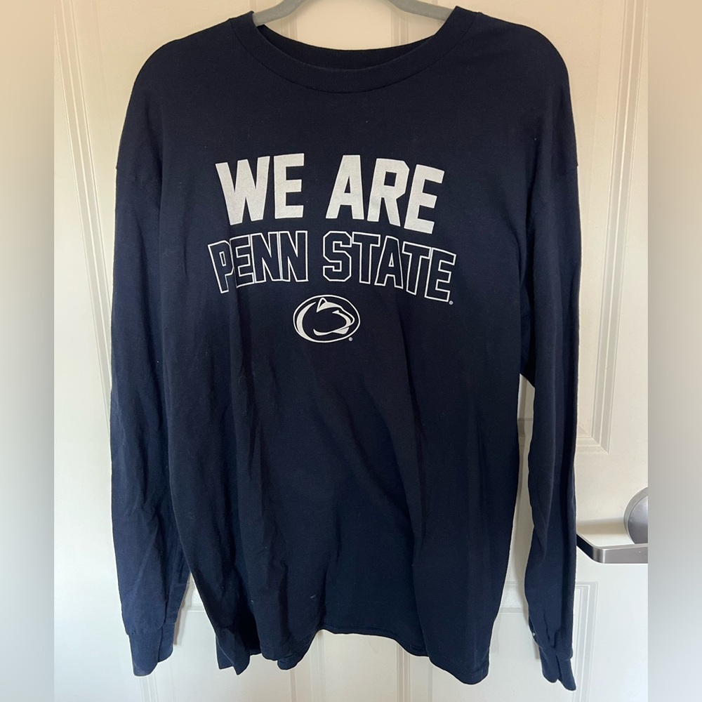 We Are Penn State Long Sleeve Tee - Navy with White Graphics